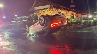 Car flips in Madonna Inn driveway Sunday night