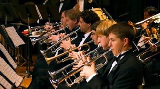 The trumpet section of the Cuesta College Wind Ensemble.