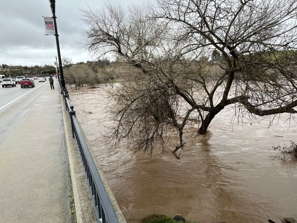 A full Salinas River at the 13th Street Bridge in Paso Robles. Photo by Richard Mason.
