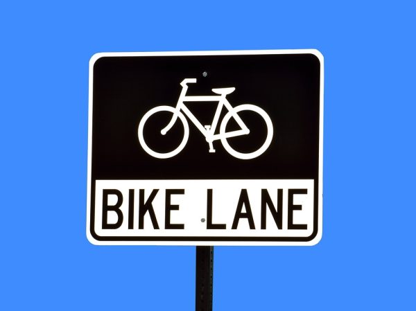 bike lane sign stock image