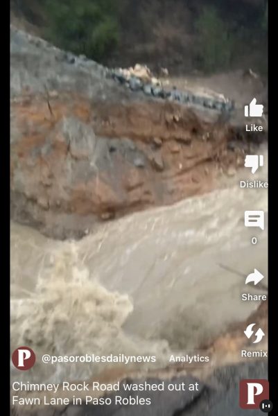Click here to view a video of the washed-away road. Credit: Richard Coffey.