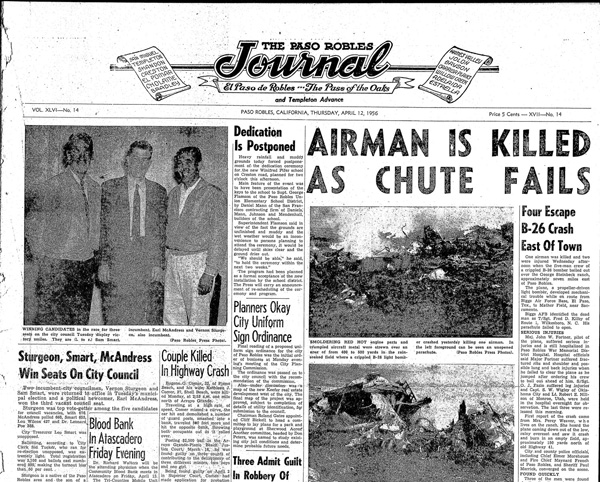 Looking Back to April 1956: Airman is killed as chute fails - Paso ...
