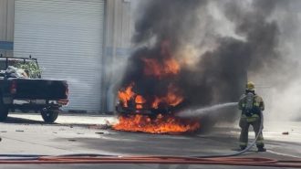 Crews extinguish vehicle fire