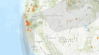 Map of active wildfires.