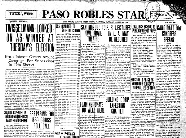 Paso Robles history 1917