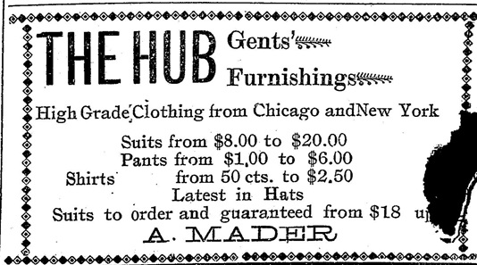 Men's clothing for sale in 1907