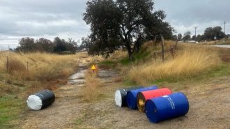 Barrels of hazardous waste dumped along public roadway in Paso Robles