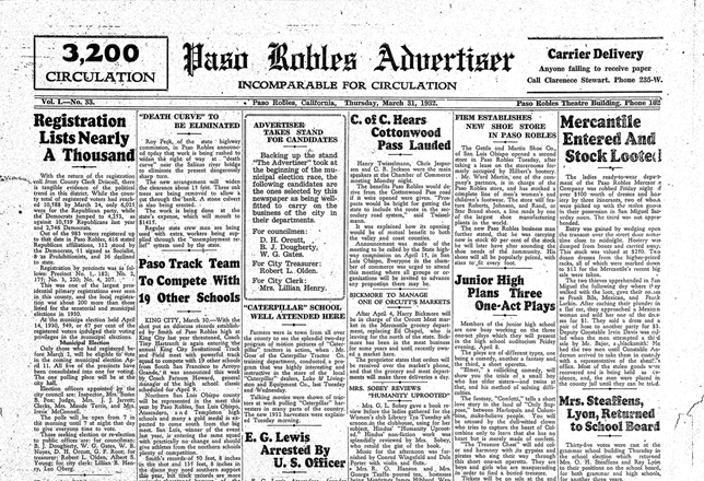 Paso Robles History 1932