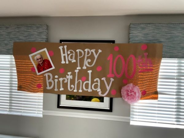 Life Enrichment Director, Julie Tacker hand painted the birthday banner special for Roberta (third photo attached)